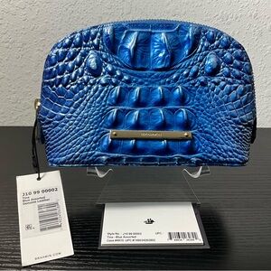 Brahmin Tina ELECTRIC BLUE OMBRE MELBOURNE Leather Cosmetic Bag NWT